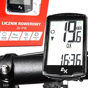 2K-P18 LICZNIK ROWEROWY 18 FUNKCJI PRZEWODOWY DUŹE CYFRY